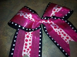 Cheer Bow Holder Pink Polka Dots 