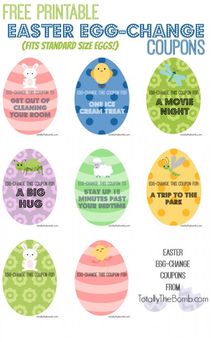Free Printable Easter Egg Change Coupons from Totally The Bomb