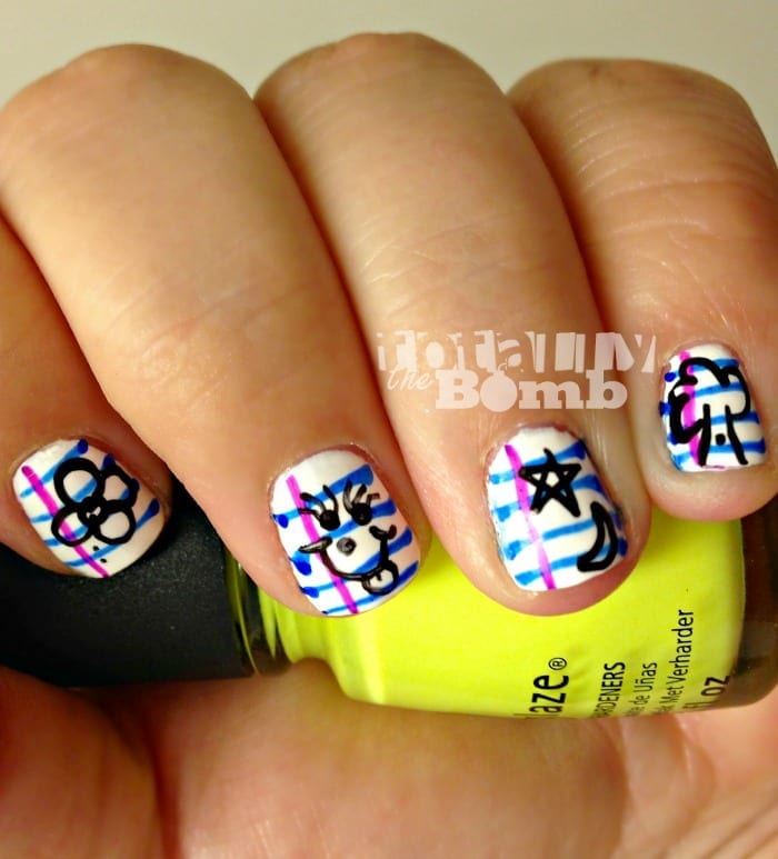 back to school notebook nail art