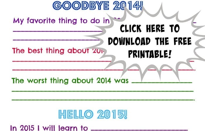 Goodbye 2014, Hello 2015! Free New Year Printable