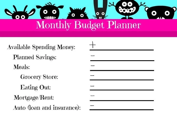 Free Printable Quick Monthly Budget Planner Feature