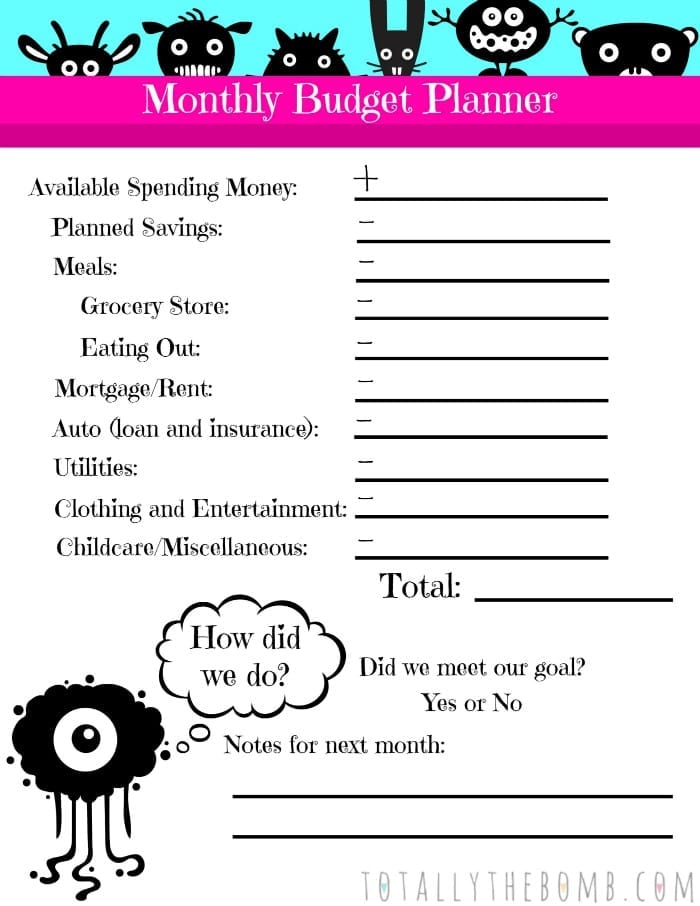 Free Printable Quick Monthly Budget Planner Pin