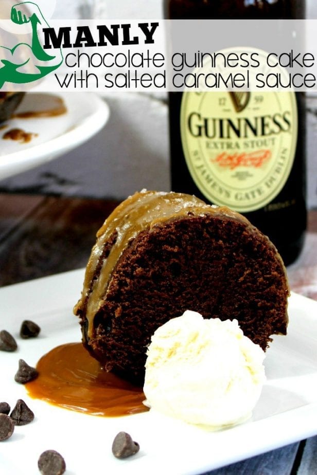 chocolate guinness cake with salted caramel sauce
