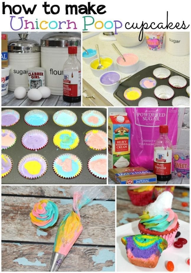 how to make unicorn poop cupcakes
