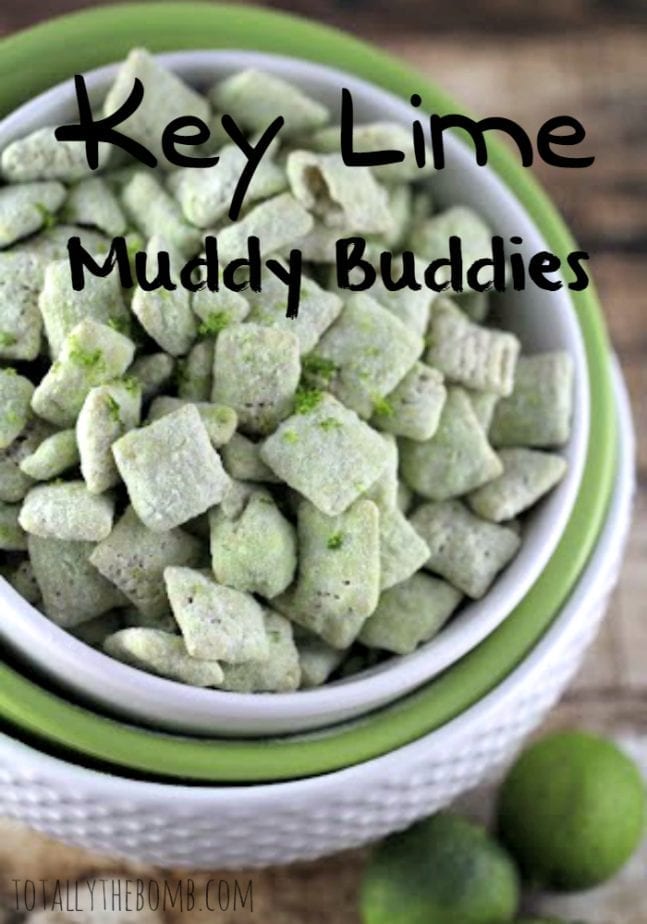 Key Lime Muddy Buddies in a bowl on table