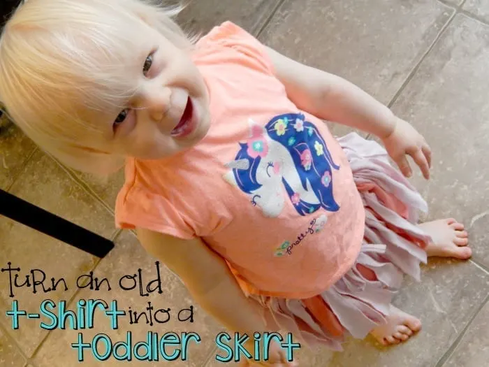 old t-shirt into a toddler skirt
