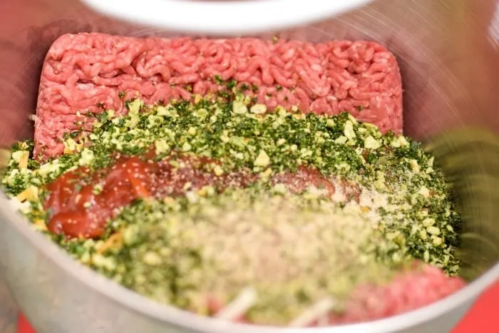 ingredients to be mixed together for kale meatloaf