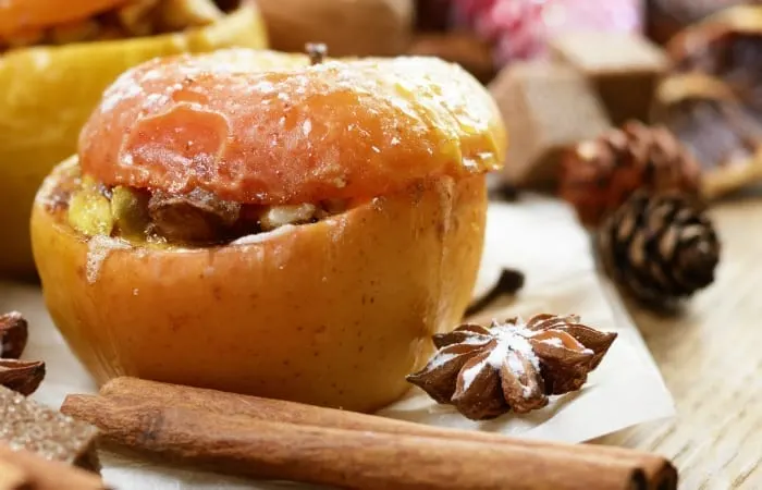baked apple with walnuts