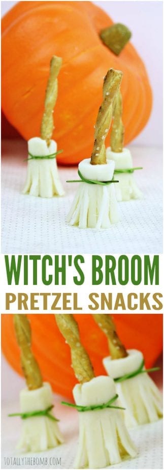 These Witch's Broom Pretzel Snacks are super cute and your friends are going to cackle in glee when they see them. Click now!
