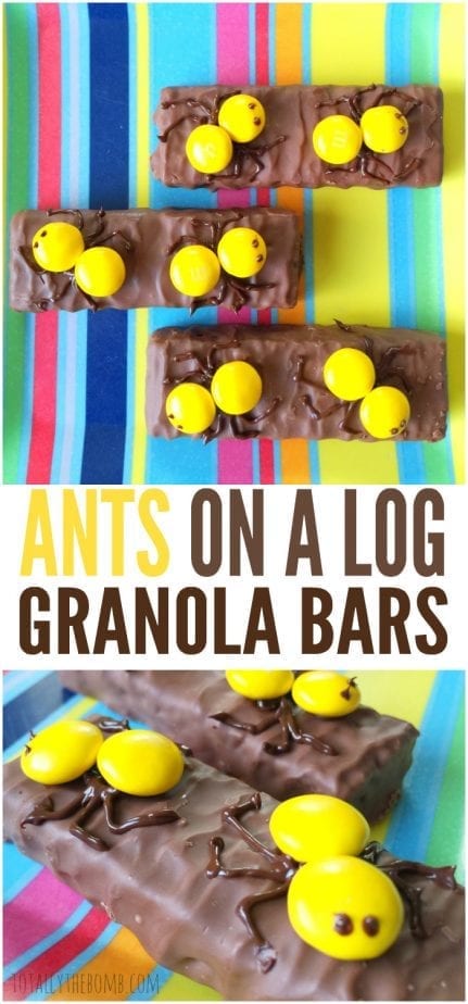 These Yellow Ants On A Log Granola Bars are the perfect answer for any rainy, gloomy day. Click now!
