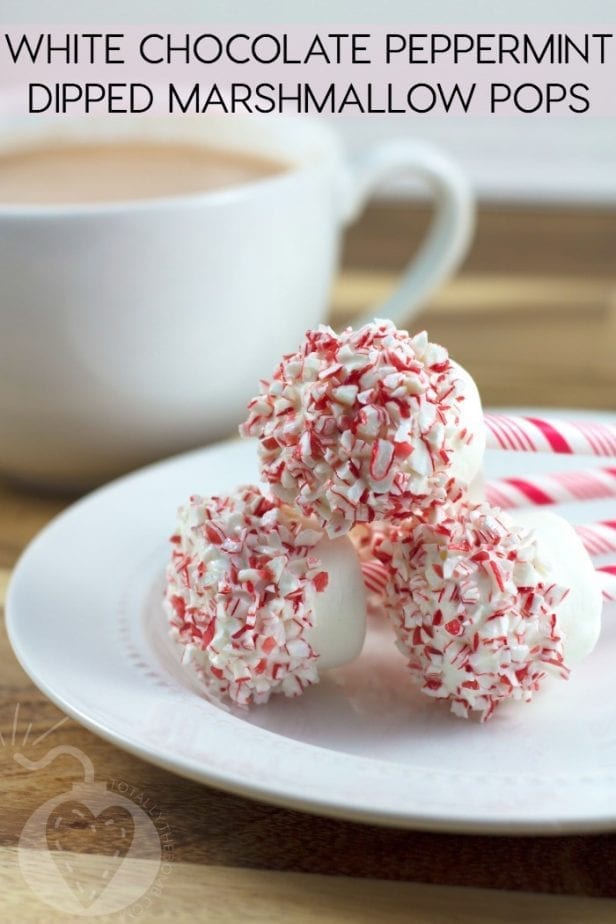 White Chocolate Peppermint Dipped Marshmallow Pops