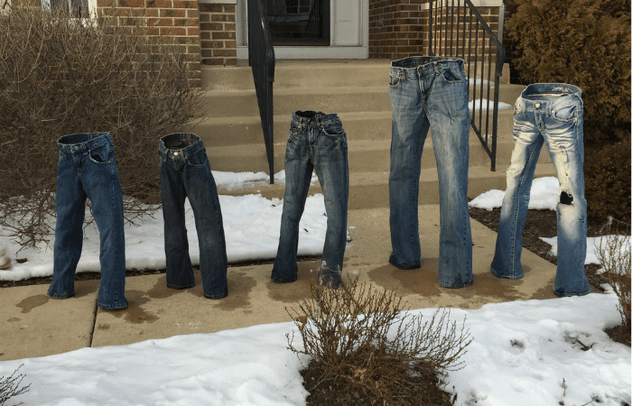 frozen pants in the snow