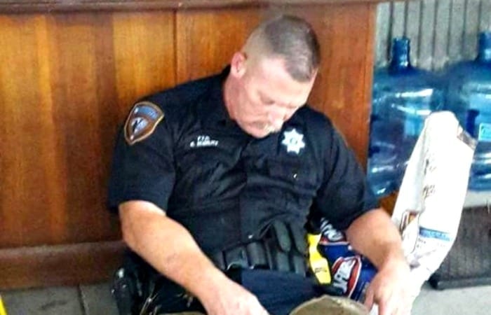 After Working Countless Hours Rescuing Those Affected By Hurricane Harvey, This Officer Passed Out