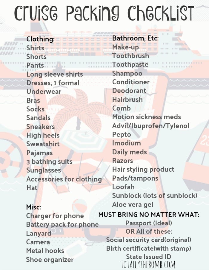 cruise holiday packing list