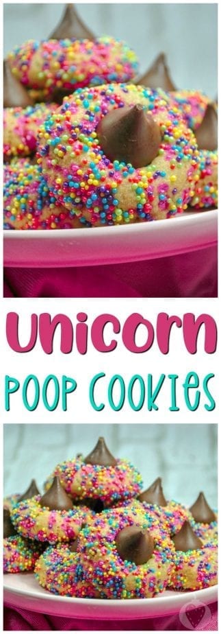 Unicorn Poop Cookies #unicorn #unicornpoop #unicorncookies #thumbprintcookies #unicornparty #unicornfood
