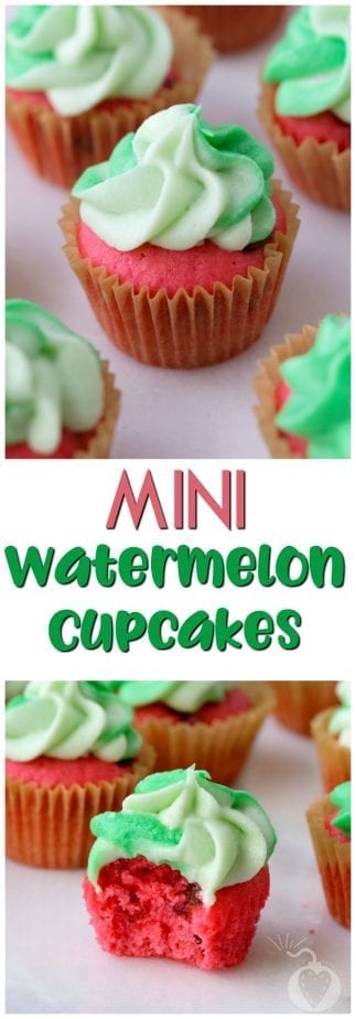 Mini Watermelon Cupcakes #watermelon #watermeloncupcakes #summertreats #summercupcakes