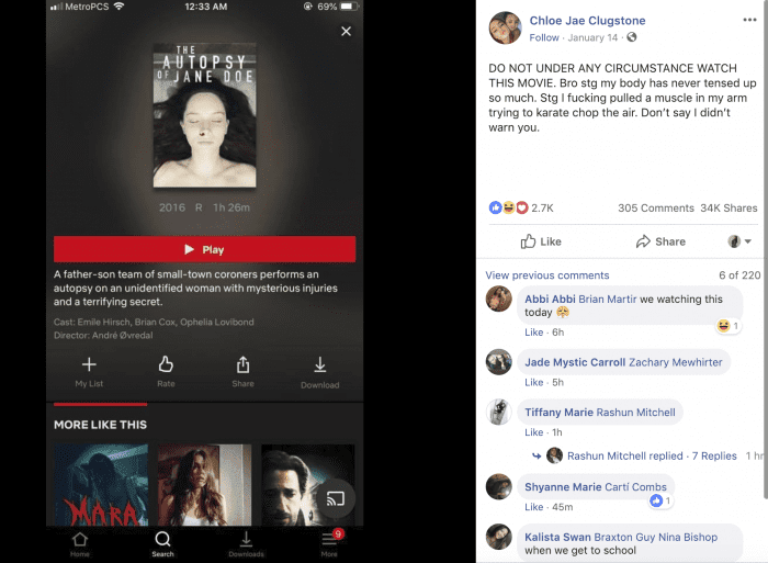 Netflix's new horror movie is getting a lot of comments on Facebook