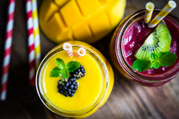Have you ever been hyper-aware that you needed a pick-me-up in a bad way? Dude, this Pick-Me-Up Guaranteed Mango-Berry Smoothie is the solution for that problem. #smoothie #fruit #drink #breakfast