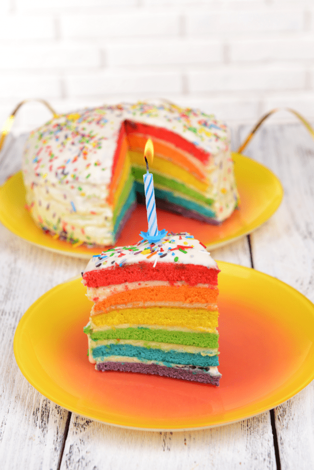 It's been, oh, about 3 days since I made something unicorn- or rainbow- themed. Get Your Squee Ready, It's Rainbow Unicorn Cake. #rainbow #unicorn #cake #rainbowcake #vegan