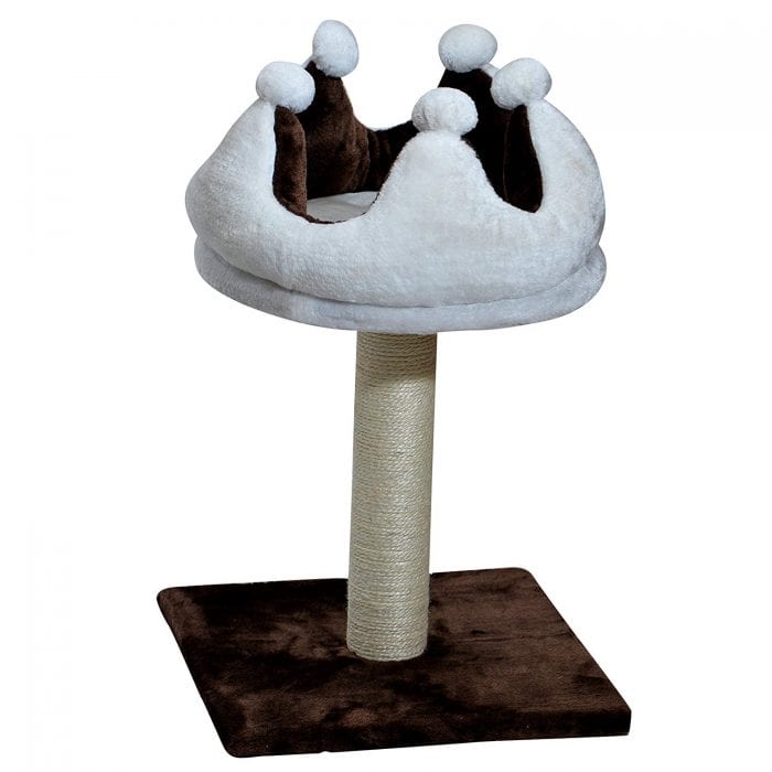 Cat bed shaped like a crown on a post.
