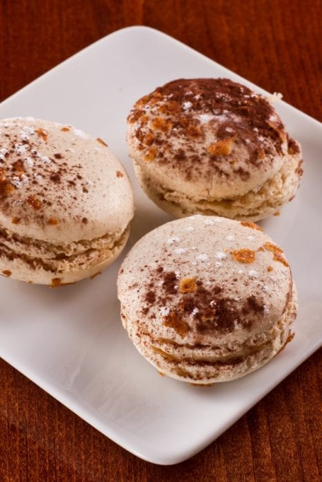 I can't stop eating french macarons. It's like a little miniature hug for my tongue. And the top of my list is is these Tiramisu Macarons. #macaron #frenchmacaron