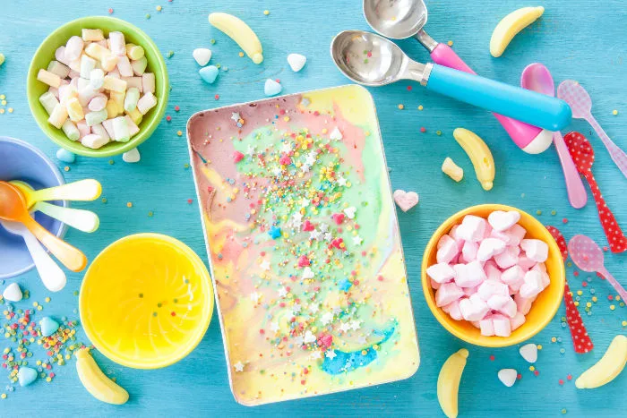 You're going to need to take a seat now. Yeah, like now. Before you faint because this No-Churn Unicorn Ice Cream Is EVERYTHING. #unicorn #icecream #nochurnicecream #recipe