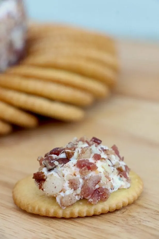I needed a seriously good appetizer the other day for a party. This Mouthwateringly Good Bacon Blue Cheese Ball more than fit the bill. #bacon #cheeseball #cheeseballrecipe #appetizer