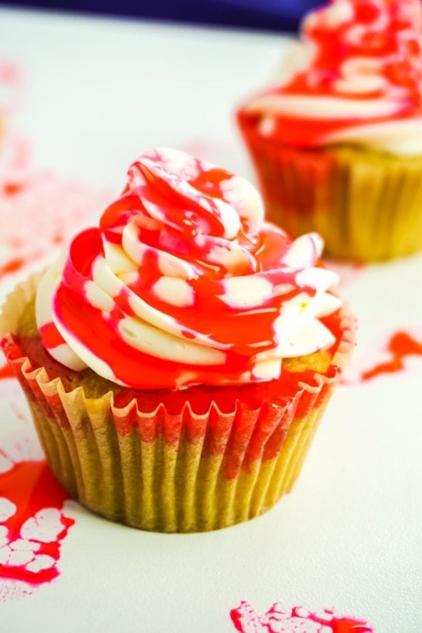 I'm a huge fan of all things horror movie and thriller-related. Needless to say, I love these Bloody Cupcakes and how fantastically over the top they are. #bloodycupcakes #halloweencupcakes #halloweenparty #zombiecupcakes