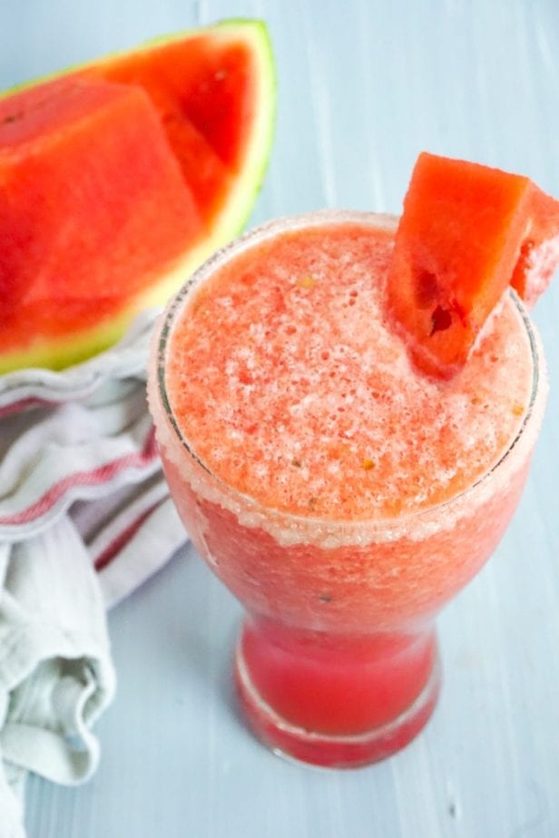 I'm not kidding, this is the World's Best Homemade Frozen Watermelon Margarita.  You don't get more fun and tasty than this! #watermelonmargarita #frozenmargarita #margarita 