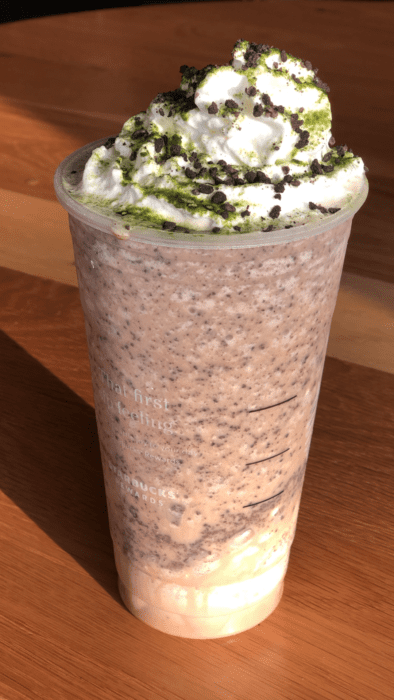 This Oogie Boogie Frappuccino is only available on the starbucks secret menu, so you have to know the recipe to order it