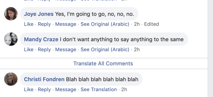 Facebook's translate feature turns these comments into creepy messages
