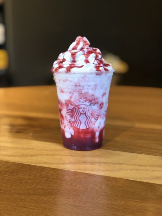 this kid-friendly Elf On The Shelf Frappuccino is a sweet strawberry treat