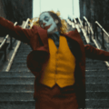 Joker dancing down the stairs