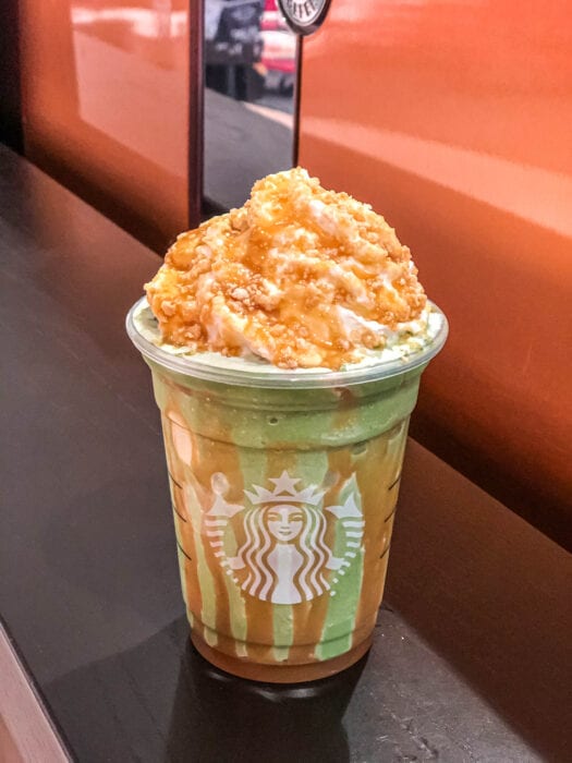 This sweet and crunchy Baby Yoda Frappuchino is a Starbucks secret menu item that WE invented!