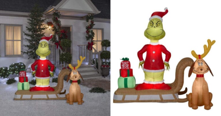 You Can Get A Life-Size Inflatable Grinch and Max Decoration For Your Yard