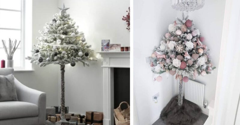 This Half Christmas Tree Keeps Decorations Up And Away From Kids And Pets