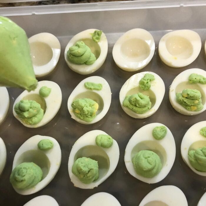 This simple Deviled Eggs recipe is almost a classic, just add some green food coloring for the baby yoda look