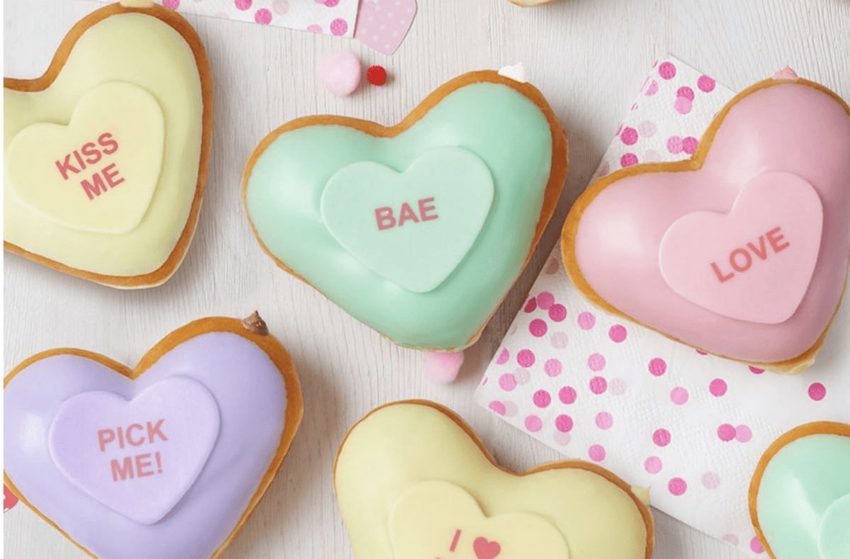 Krispy Kreme Has Conversation Heart Donuts Stuffed With Four Different Flavored Fillings