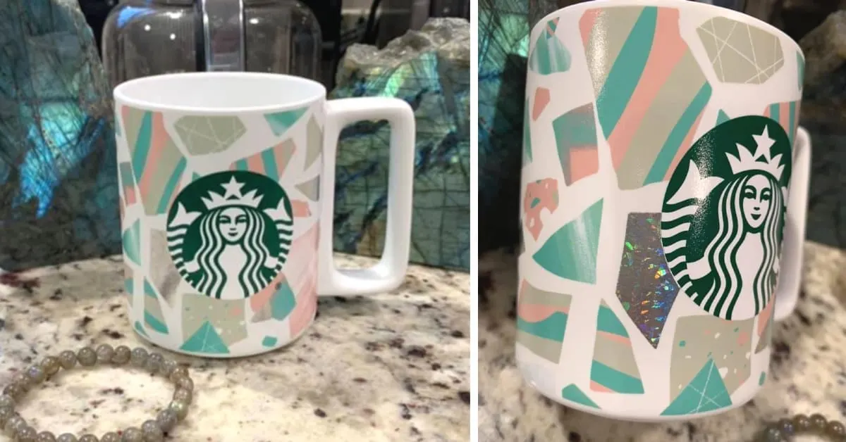 Starbucks Navy Blue White Geometric Ceramic Travel Mug Coffee Cup 2015 Dot
