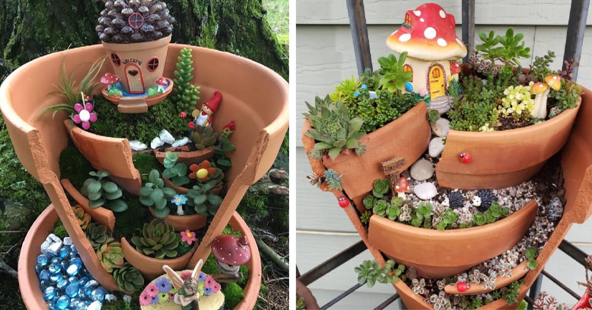 These People Turned Their Broken Flower Pots Into Tiny Little Fairy Gardens and I Love It