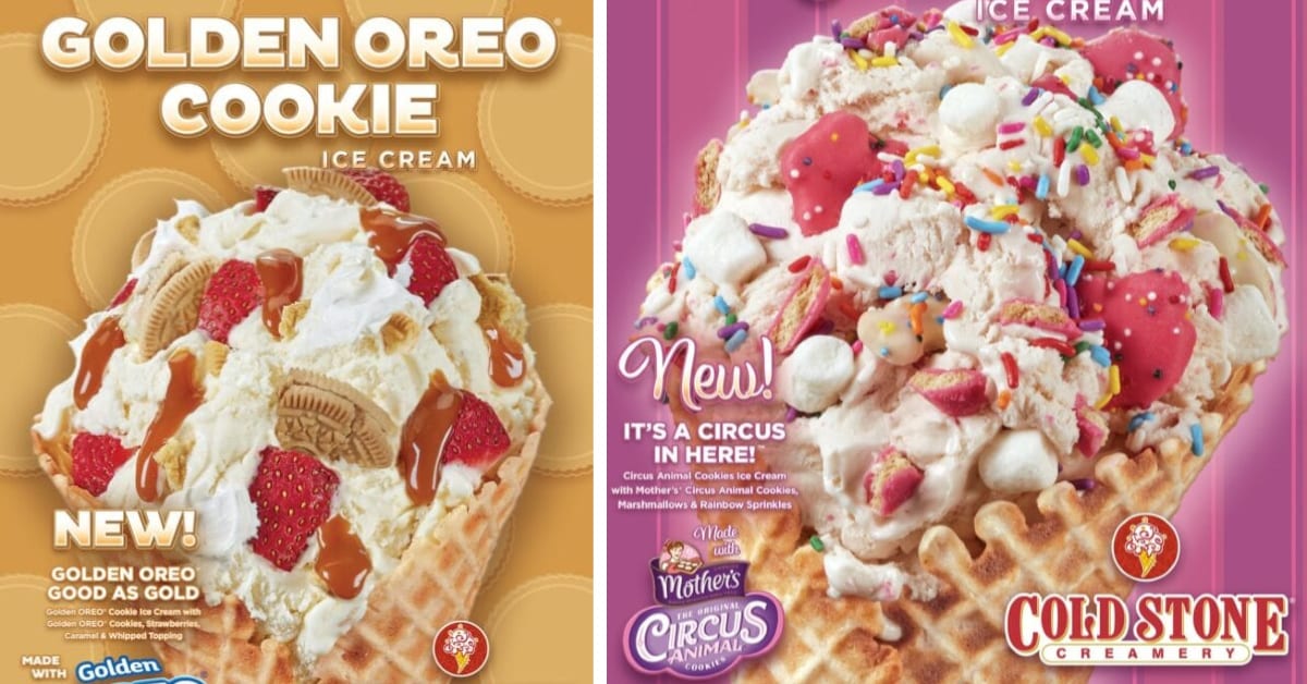 Cold Stone Has A New Golden Oreo and Circus Animal Ice Cream And They Are Loaded with Cookies