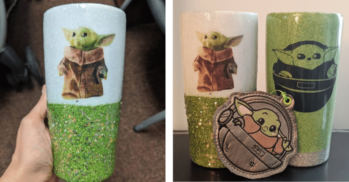 You Can Get a Sparkly Baby Yoda Tumbler and Have It I Must