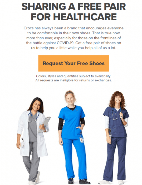 share a free pair for healthcare crocs