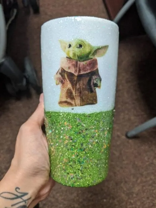 Baby Yoda Glitter Tumbler / Accessories sold separately – Farmhouse  Fabrication