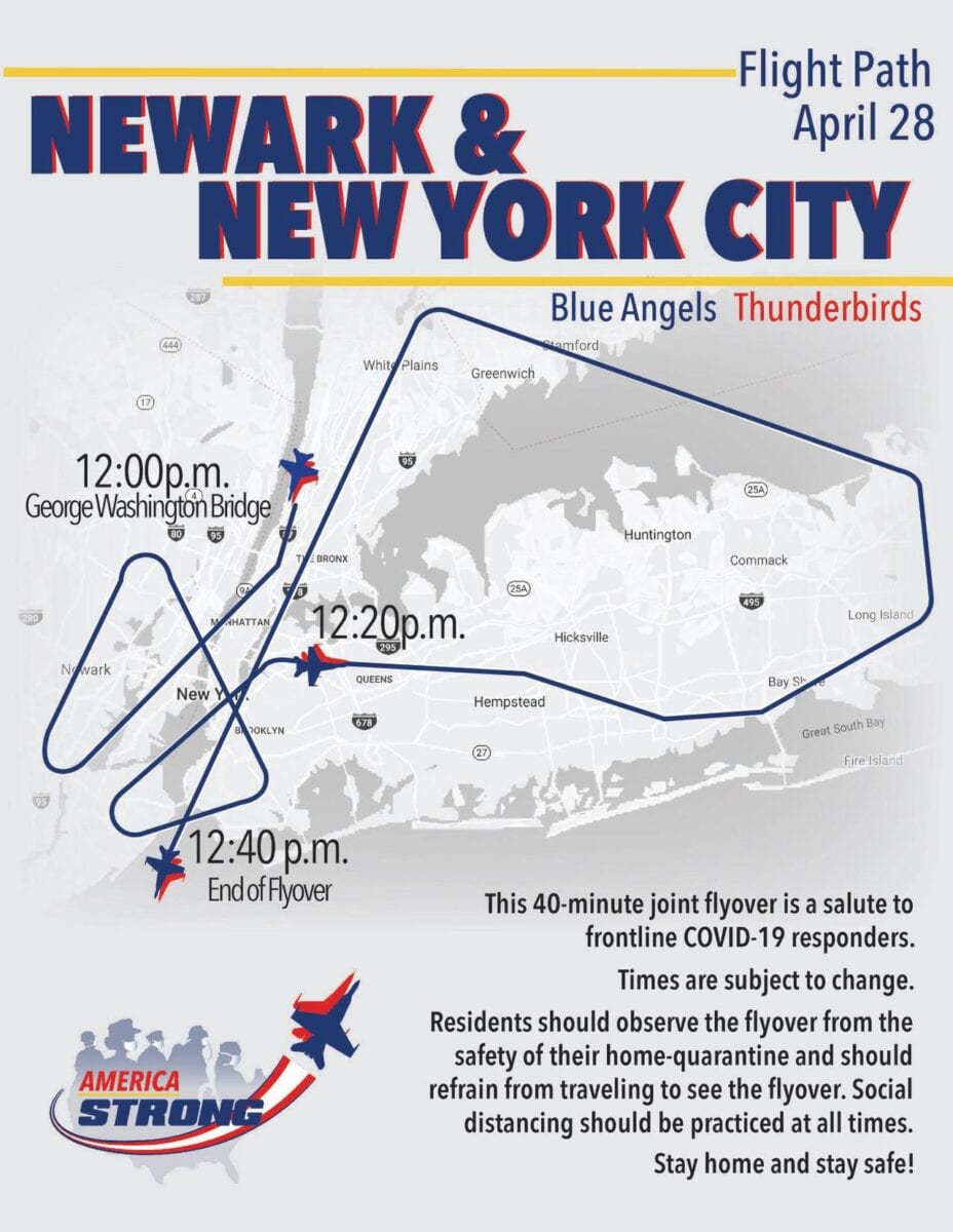 The Blue Angels and Thunderbirds Flight Path Maps and Times for Today