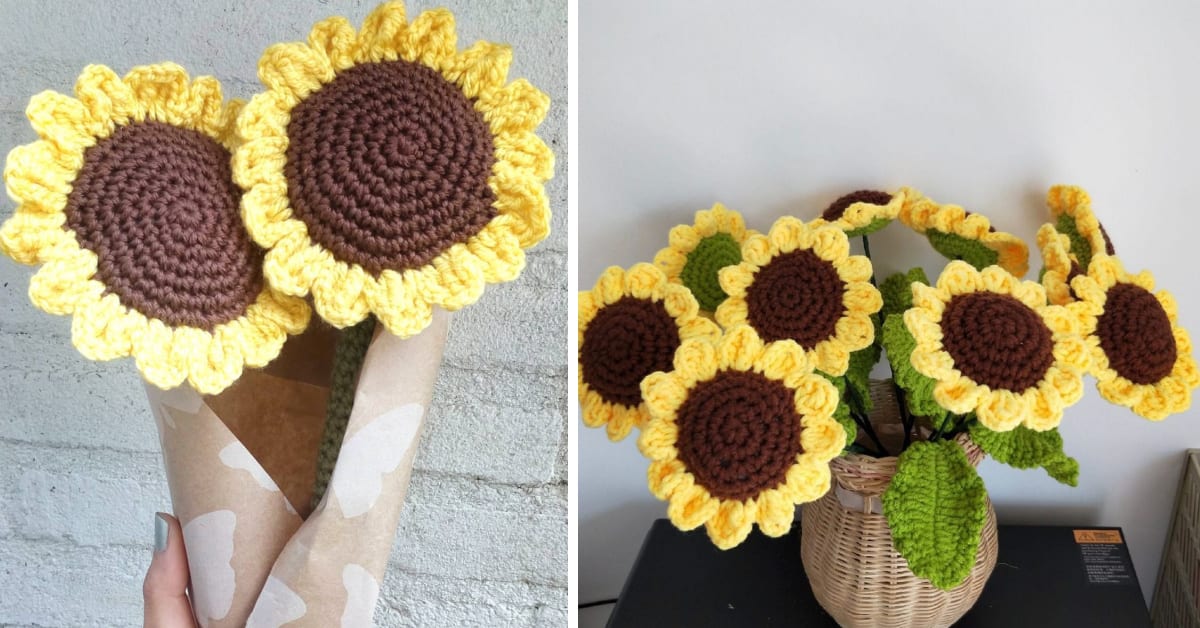 Here s A Free Pattern To Crochet Your Own Sunflowers