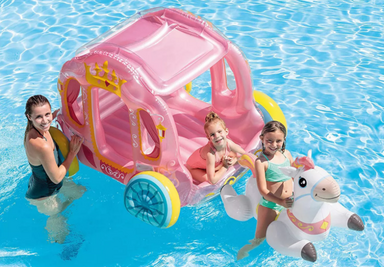Target Has An Inflatable Pink Princess Carriage That Floats In The Pool Or Played With Indoors