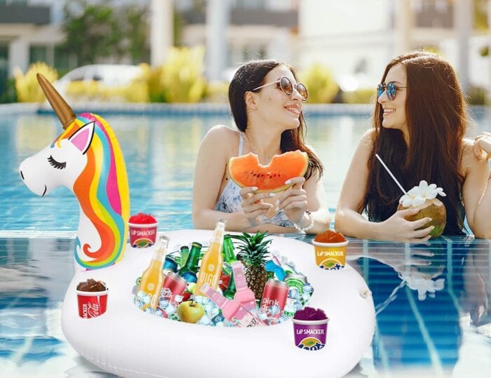 Pool Holder Cooler Drink Inflatable Ice Float Beverage Party Unicorn Cup Water for sale online 