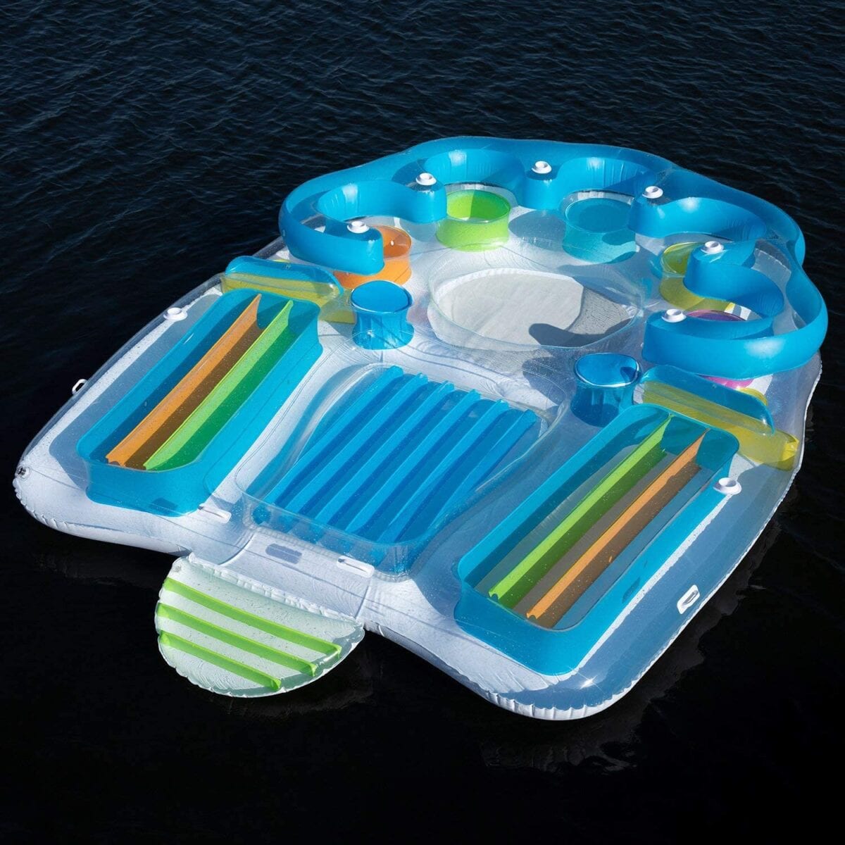 This 7Person Inflatable Luxury Raft Has Tanning Decks and Coolers To