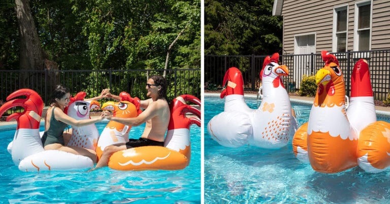 You Can Get Giant Inflatable Chickens So You Can Play The Chicken Fight Game In Your Pool